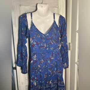 Drybar Blue and Purple Floral Dress